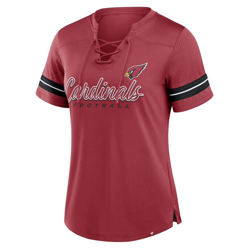 Arizona Cardinals Women's Play Script Lace-Up T-Shirt Cardinal | Fanatics