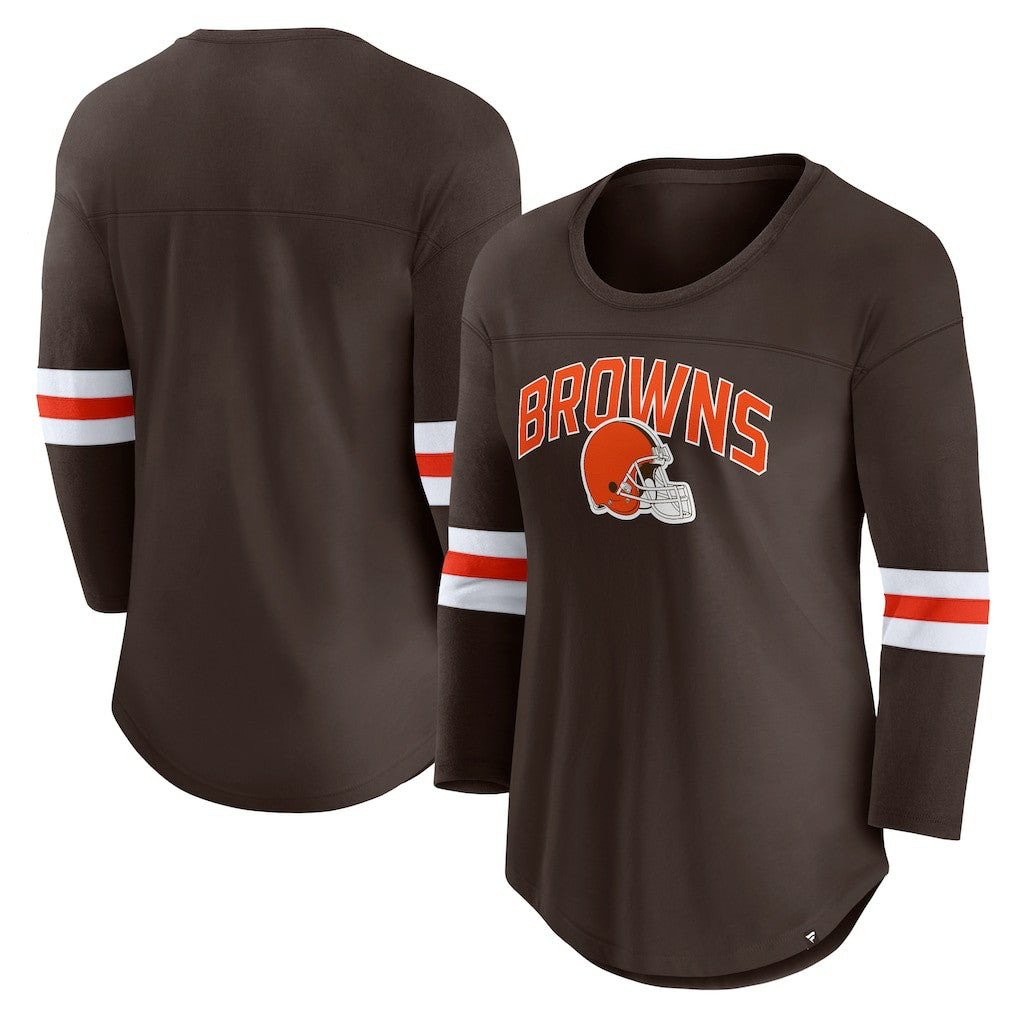 Cleveland Browns Women's First Team Arch Logo 3/4 Sleeve T-Shirt Brown | Fanatics