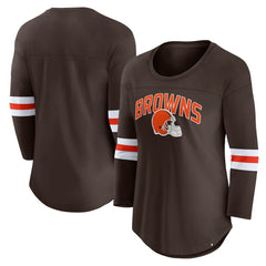 Cleveland Browns Women's First Team Arch Logo 3/4 Sleeve T-Shirt Brown | Fanatics