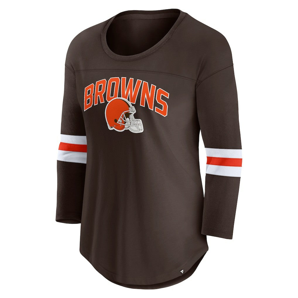 Cleveland Browns Women's First Team Arch Logo 3/4 Sleeve T-Shirt Brown | Fanatics