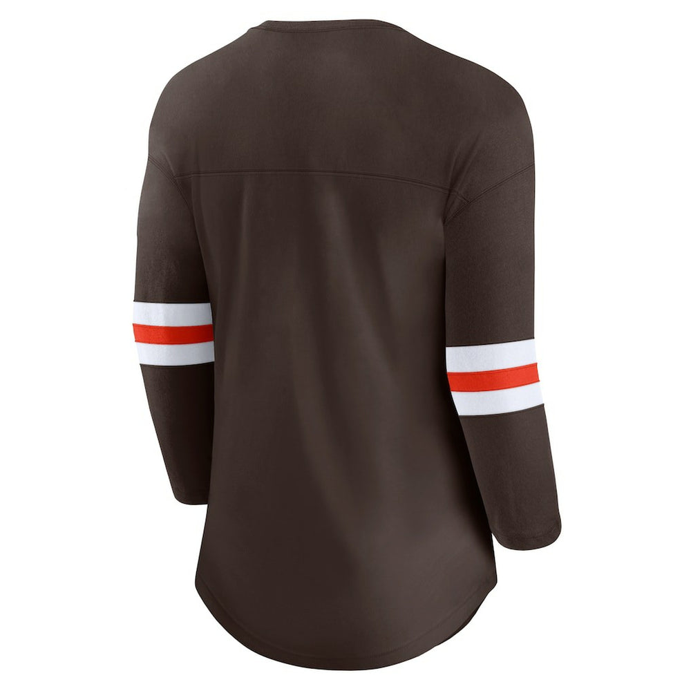 Cleveland Browns Women's First Team Arch Logo 3/4 Sleeve T-Shirt Brown | Fanatics