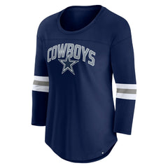 Dallas Cowboys Women's First Team Arch Logo 3/4 Sleeve T-Shirt Navy | Fanatics