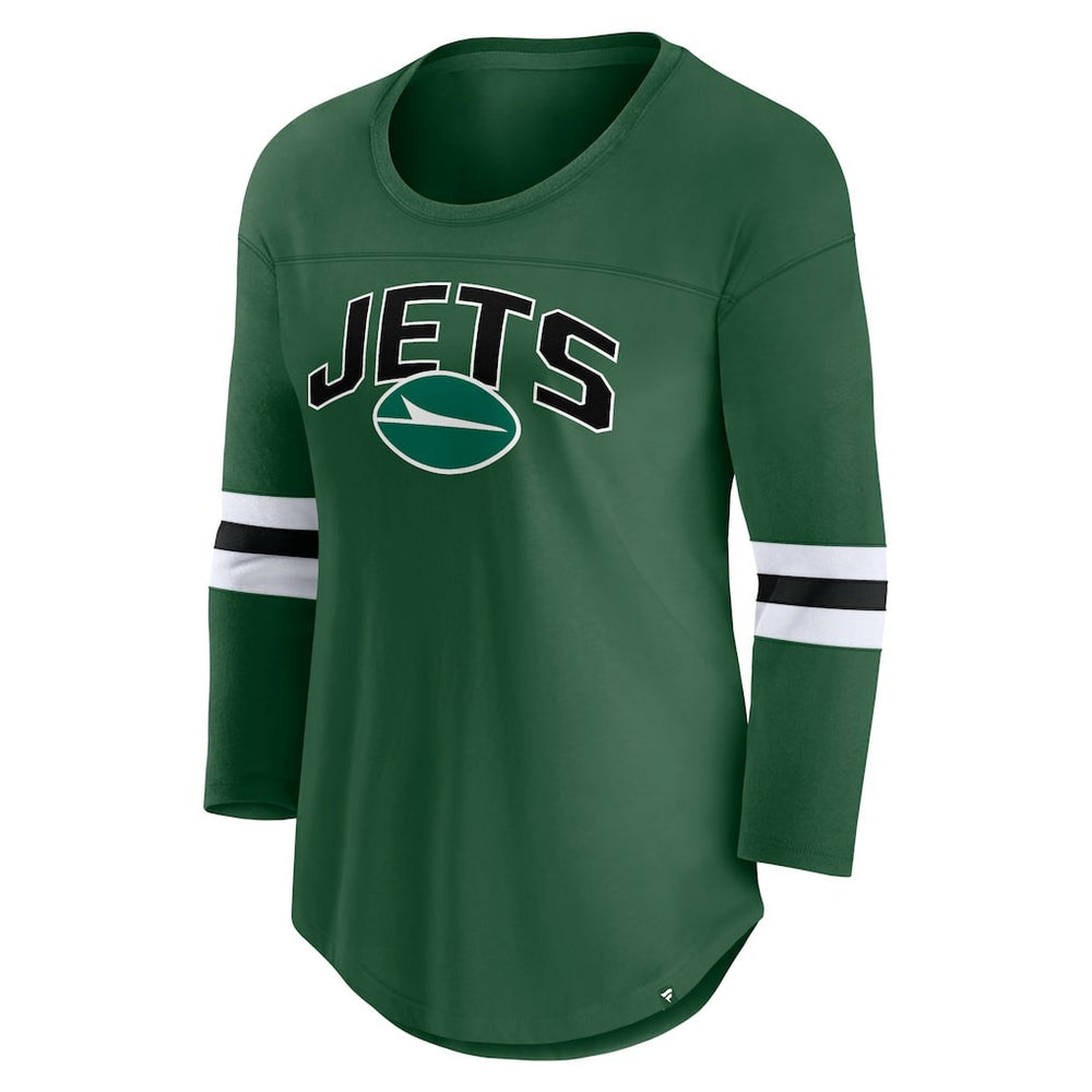 New York Jets Women's First Team Arch Logo 3/4 Sleeve T-Shirt Green | Fanatics