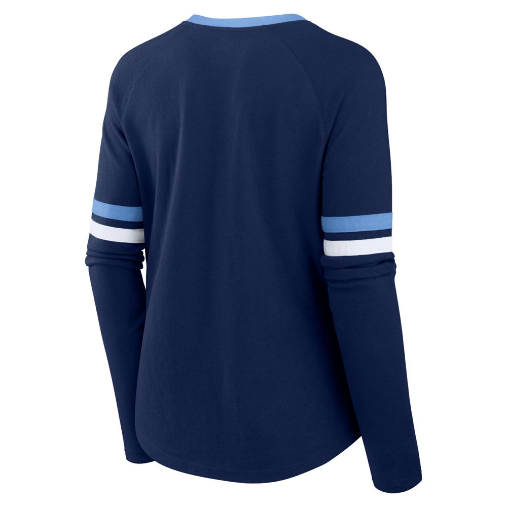 Tennessee Titans Women's Won and Done Lace-Up Long Sleeve Fashion Top Navy | Fanatics