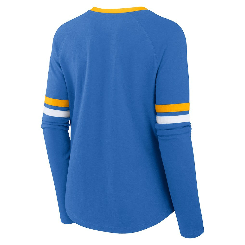 Los Angeles Chargers Women's Won and Done Lace-Up Long Sleeve Fashion Top Powder Blue | Fanatics