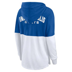 Indianapolis Colts Women's Backup Option Long Sleeve Hoodie T-Shirt Royal/White | Fanatics