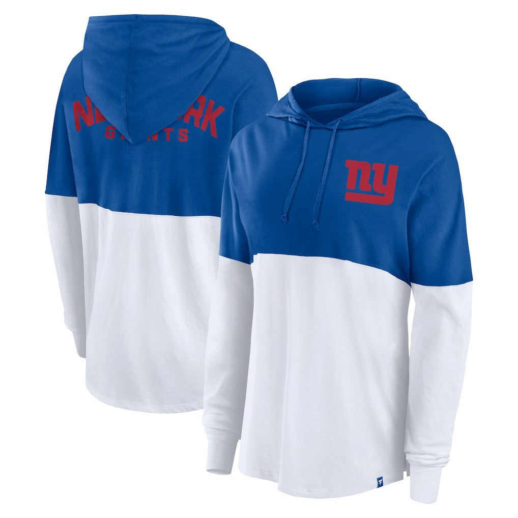 New York Giants Women's Backup Option Long Sleeve Hoodie T-Shirt Royal/White | Fanatics