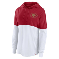 San Francisco 49ers Women's Backup Option Long Sleeve Hoodie T-Shirt Scarlet/White | Fanatics