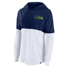 Seattle Seahawks Women's Backup Option Long Sleeve Hoodie T-Shirt College Navy/White | Fanatics