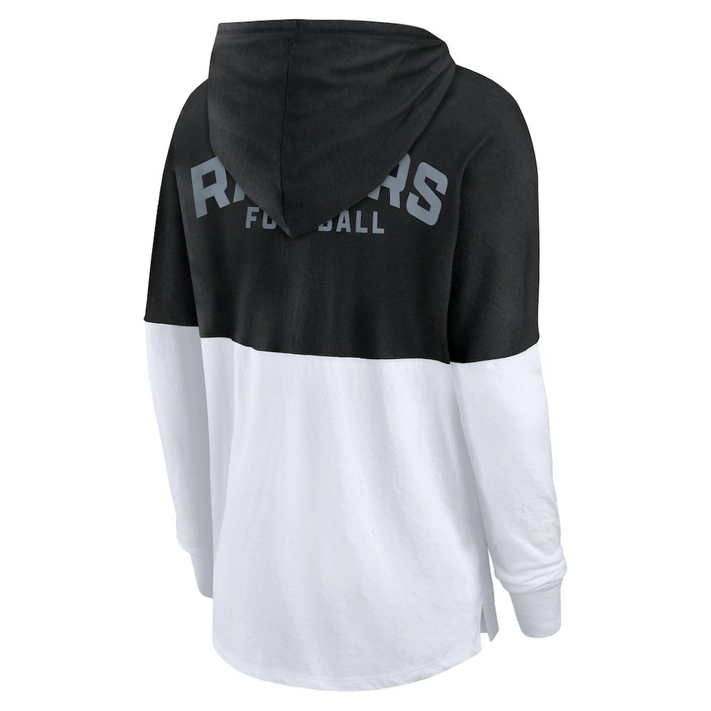 Las Vegas Raiders Women's Backup Option Long Sleeve Hoodie T-Shirt Black/White | Fanatics