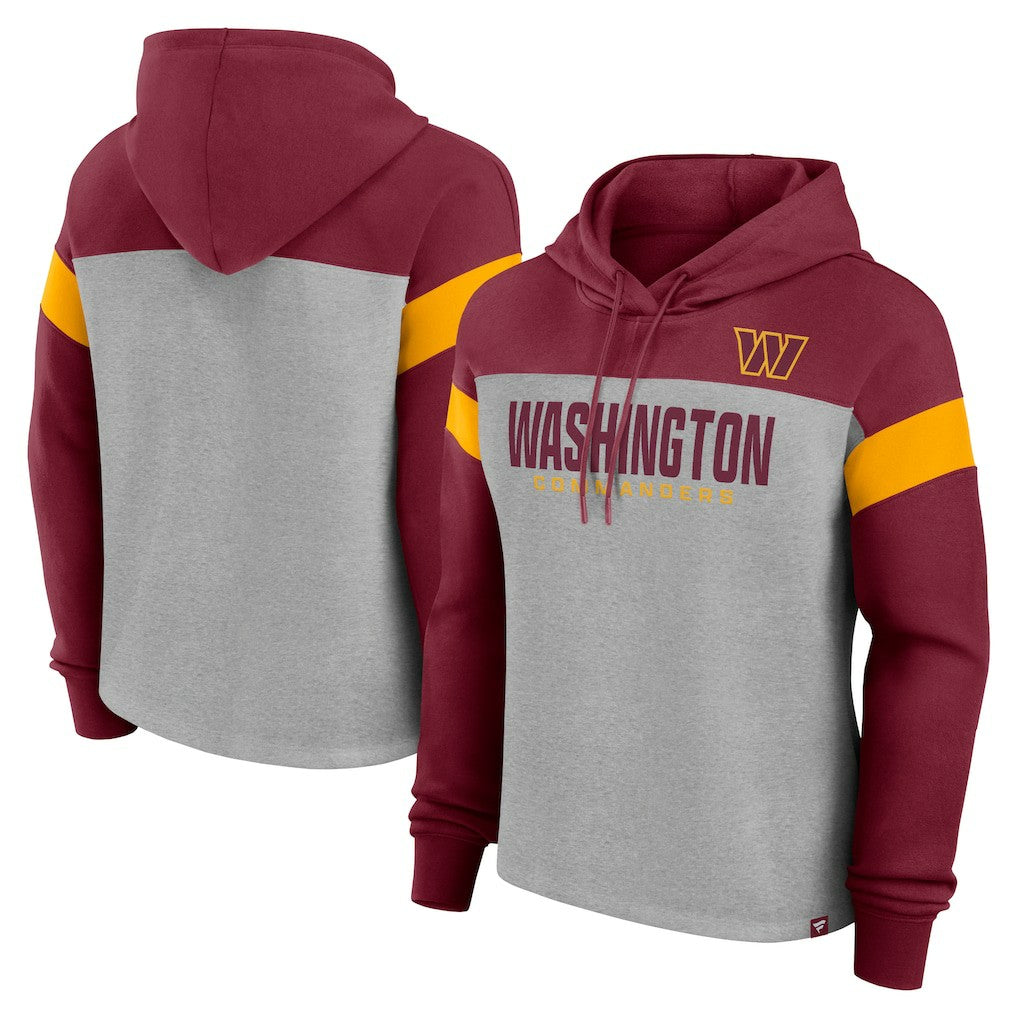Washington Commanders Women's Bold Play Call Pullover Hoodie Heather Gray/Burgundy | Fanatics
