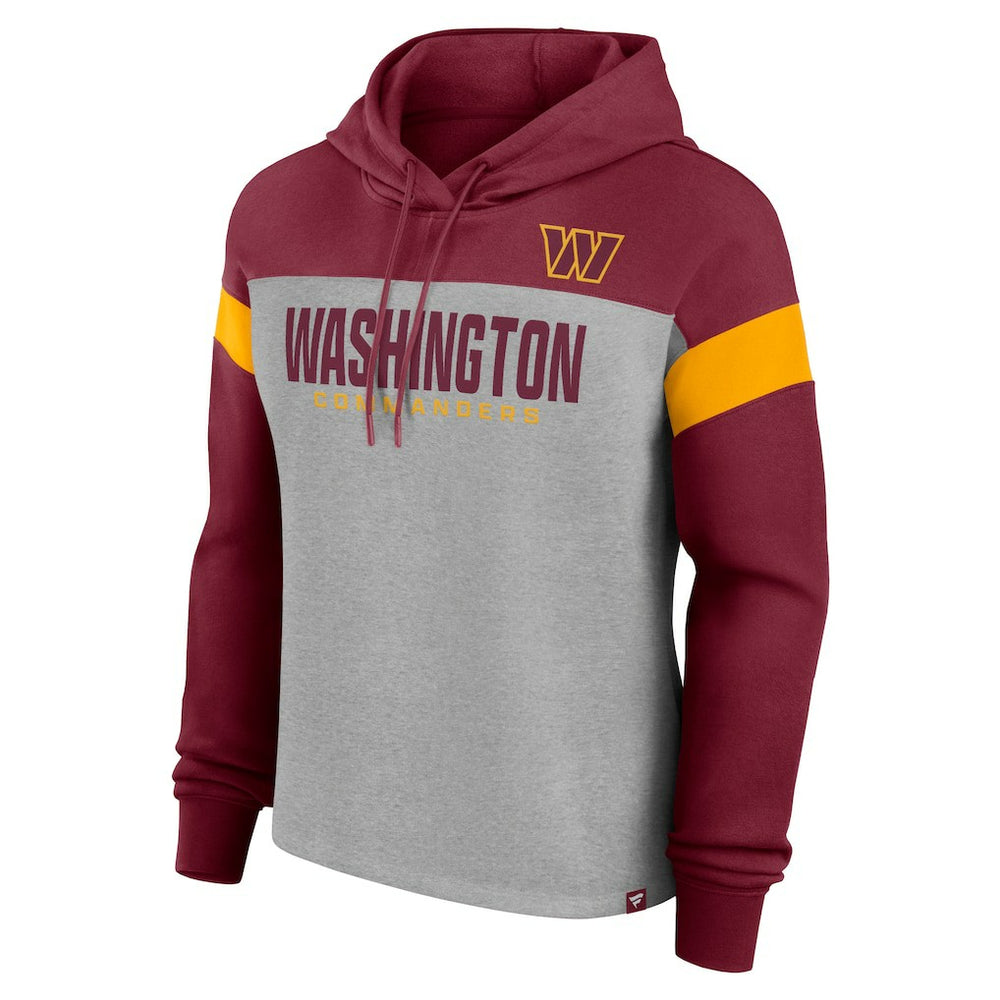Washington Commanders Women's Bold Play Call Pullover Hoodie Heather Gray/Burgundy | Fanatics