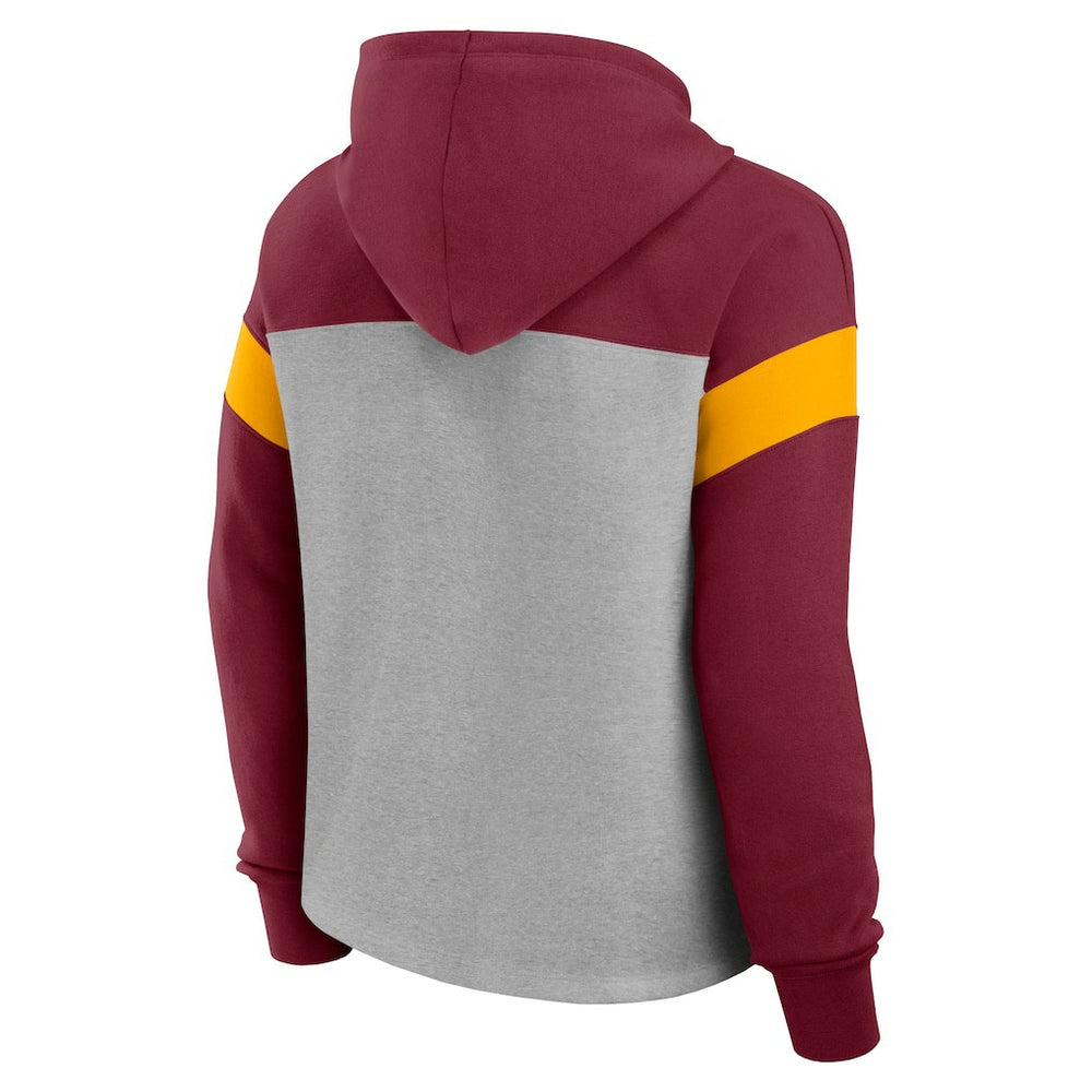 Washington Commanders Women's Bold Play Call Pullover Hoodie Heather Gray/Burgundy | Fanatics