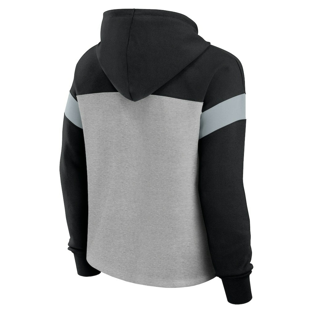 Las Vegas Raiders Women's Bold Play Call Pullover Hoodie Heather Gray/Black | Fanatics