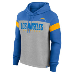 Los Angeles Chargers Women's Bold Play Call Pullover Hoodie Heather Gray/Powder Blue | Fanatics