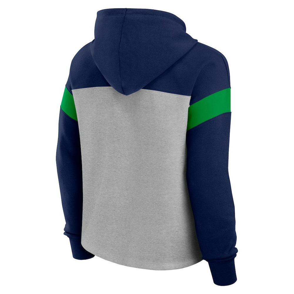 Seattle Seahawks Women's Bold Play Call Pullover Hoodie Heather Gray/College Navy | Fanatics