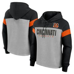 Cincinnati Bengals Women's Bold Play Call Pullover Hoodie Heather Gray/Black | Fanatics