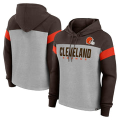Cleveland Browns Women's Bold Play Call Pullover Hoodie Heather Gray/Brown | Fanatics