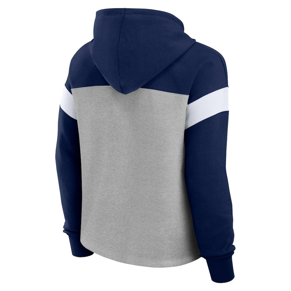 Dallas Cowboys Women's Bold Play Call Pullover Hoodie Heather Gray/Navy | Fanatics