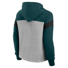Philadelphia Eagles Women's Bold Play Call Pullover Hoodie Heather Gray/Midnight Green | Fanatics