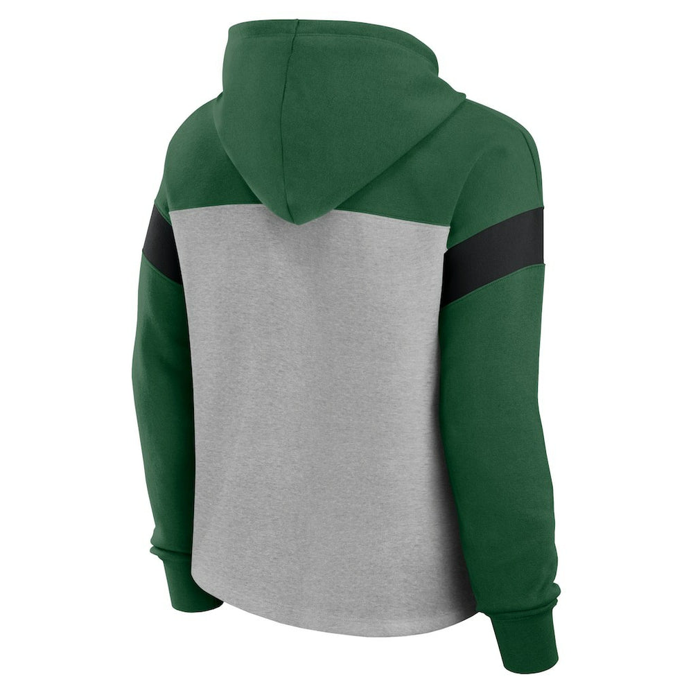 New York Jets Women's Bold Play Call Pullover Hoodie Heather Gray/Green | Fanatics