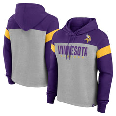 Minnesota Vikings Women's Bold Play Call Pullover Hoodie Heather Gray/Purple | Fanatics