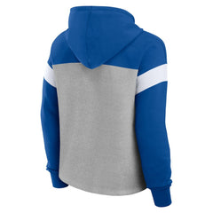 Indianapolis Colts Women's Bold Play Call Pullover Hoodie Heather Gray/Royal | Fanatics