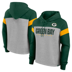 Green Bay Packers Women's Bold Play Call Pullover Hoodie Heather Gray/Green | Fanatics