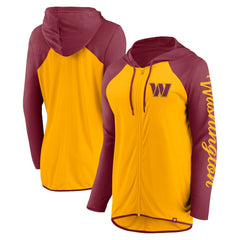 Washington Commanders Women's Script Full-Zip Hoodie Gold/Burgundy | Fanatics