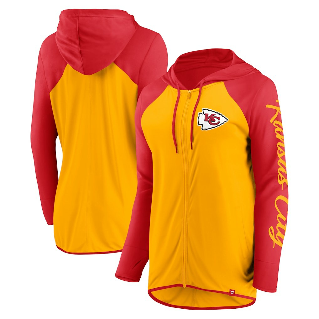 Kansas City Chiefs Women's Script Full-Zip Hoodie Gold/Red | Fanatics