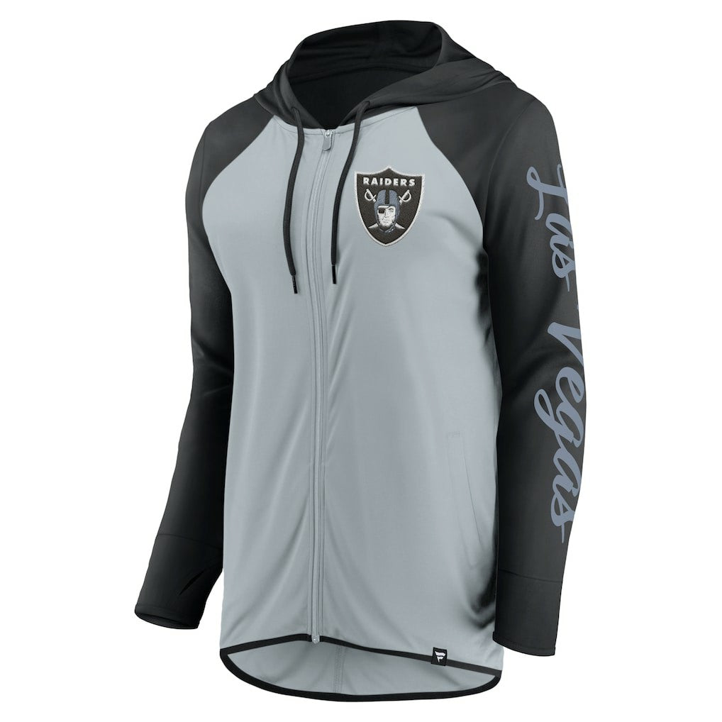 Las Vegas Raiders Women's Script Full-Zip Hoodie Silver/Black | Fanatics