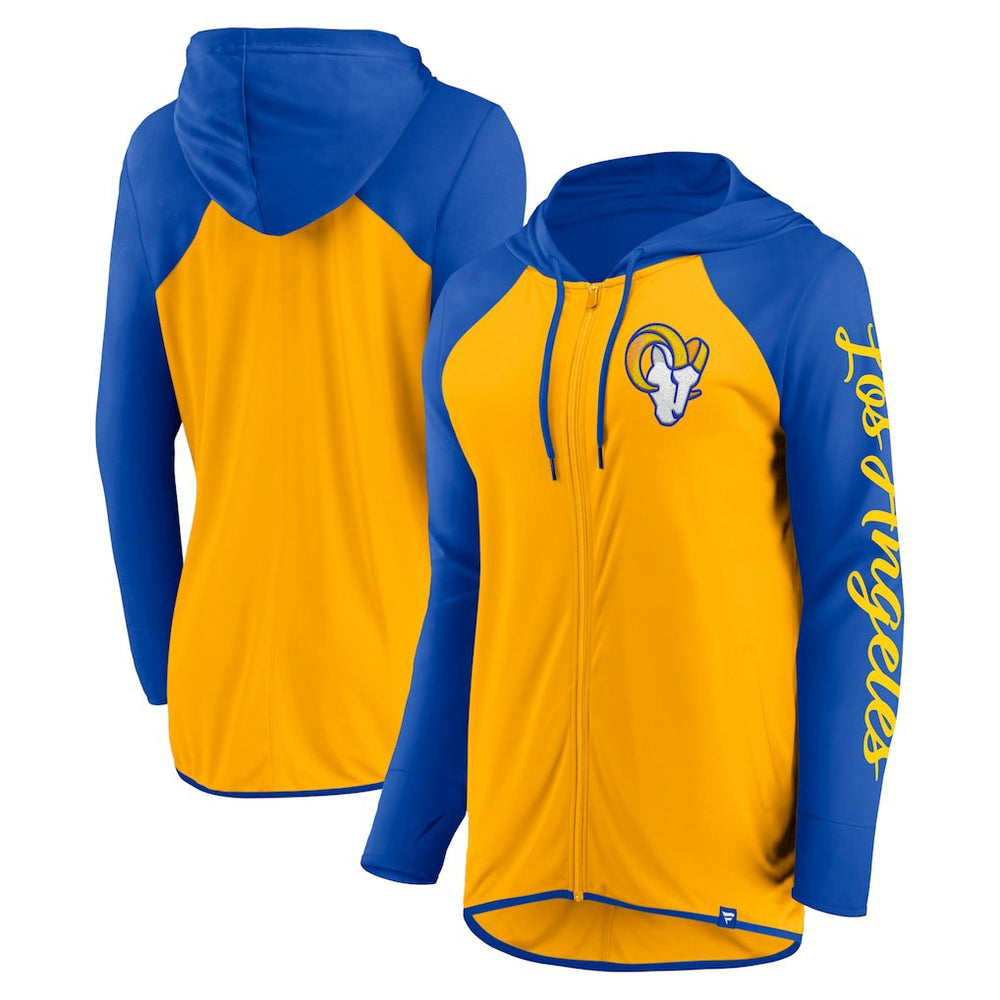 Los Angeles Rams Women's Script Full-Zip Hoodie Gold/Royal | Fanatics