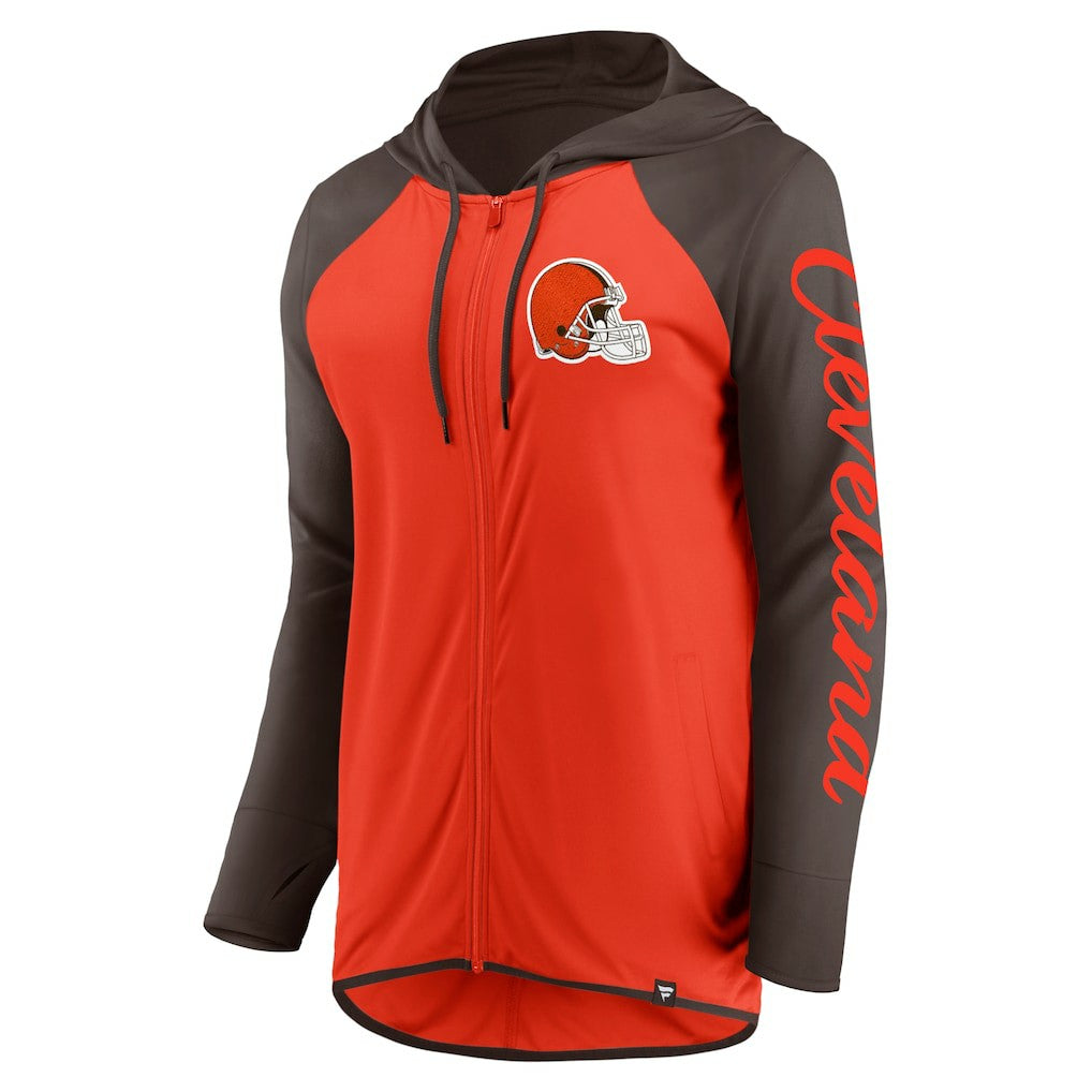 Cleveland Browns Women's Script Full-Zip Hoodie Orange/Brown | Fanatics