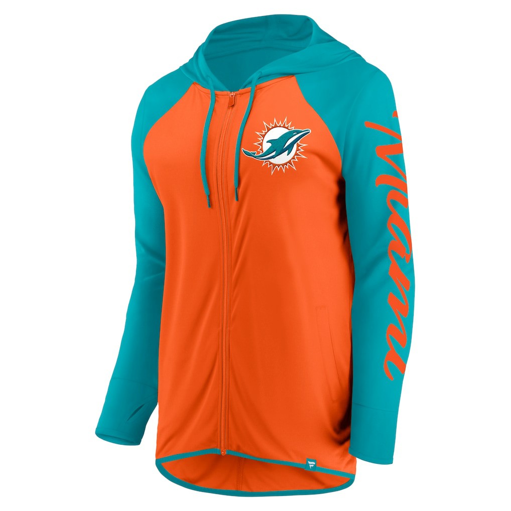 Miami Dolphins Women's Script Full-Zip Hoodie Orange/Aqua | Fanatics