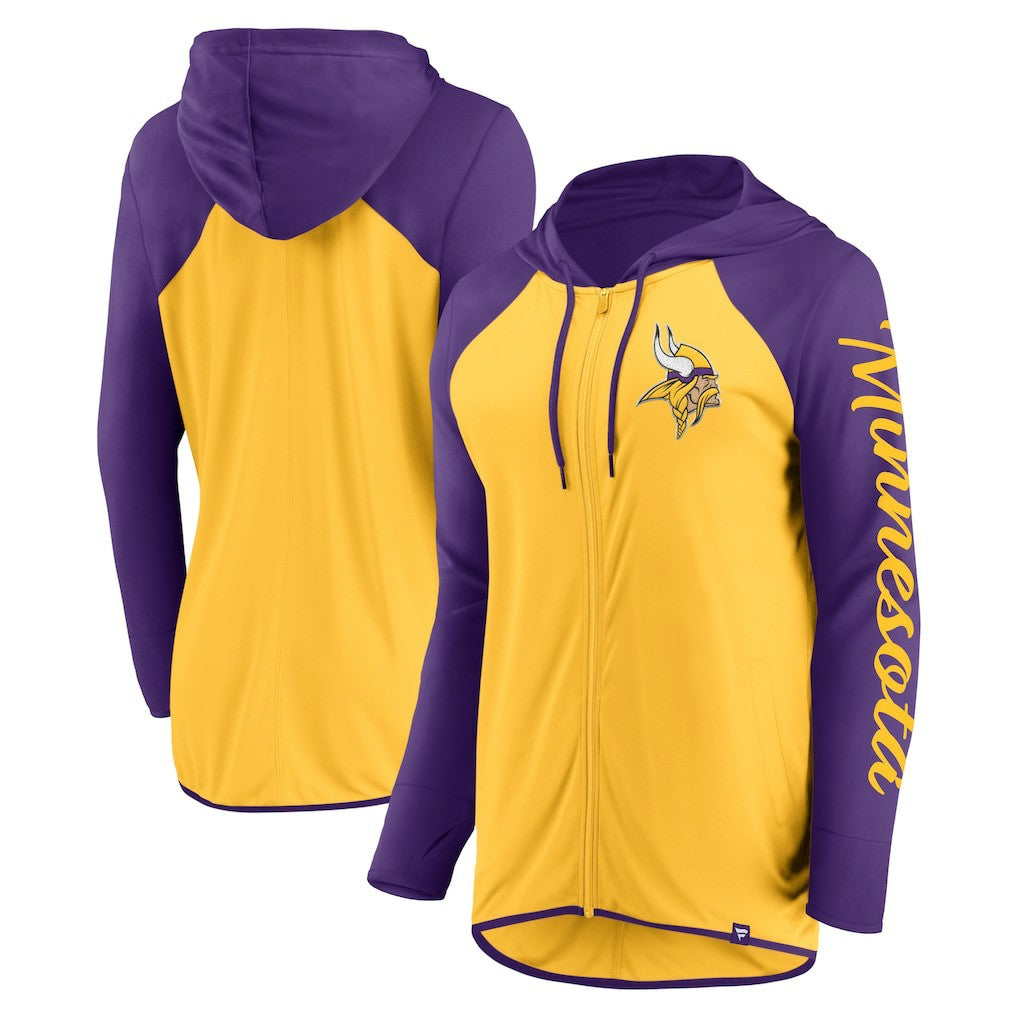 Minnesota Vikings Women's Script Full-Zip Hoodie Gold/Purple | Fanatics