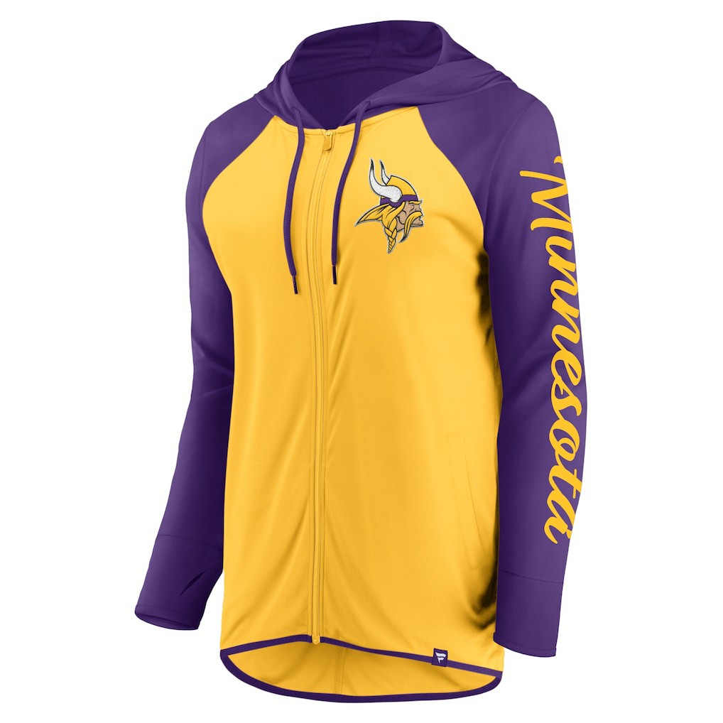 Minnesota Vikings Women's Script Full-Zip Hoodie Gold/Purple | Fanatics