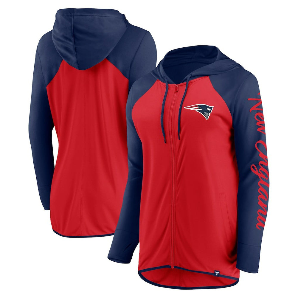 New England Patriots Women's Script Full-Zip Hoodie Red/Navy | Fanatics
