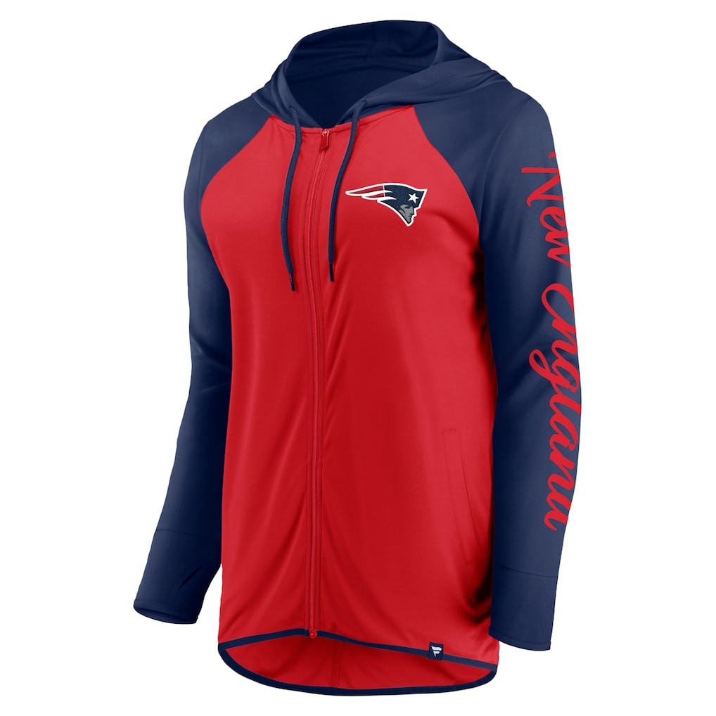New England Patriots Women's Script Full-Zip Hoodie Red/Navy | Fanatics
