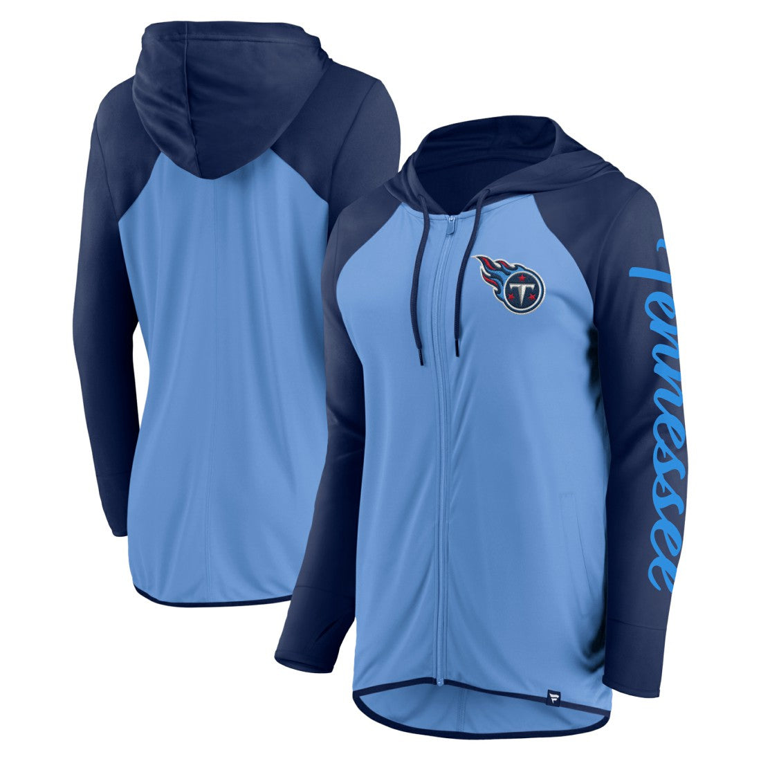 Tennessee Titans Women's Script Full-Zip Hoodie Light Blue/Navy | Fanatics