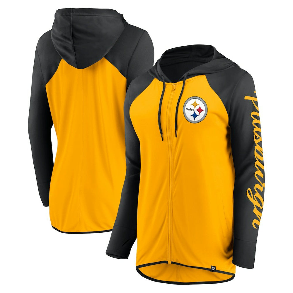 Pittsburgh Steelers Women's Script Full-Zip Hoodie Gold/Black | Fanatics