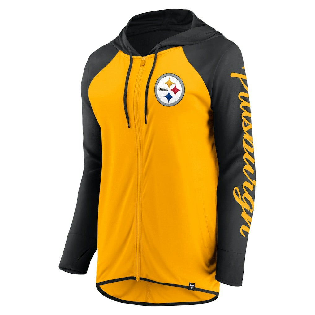 Pittsburgh Steelers Women's Script Full-Zip Hoodie Gold/Black | Fanatics