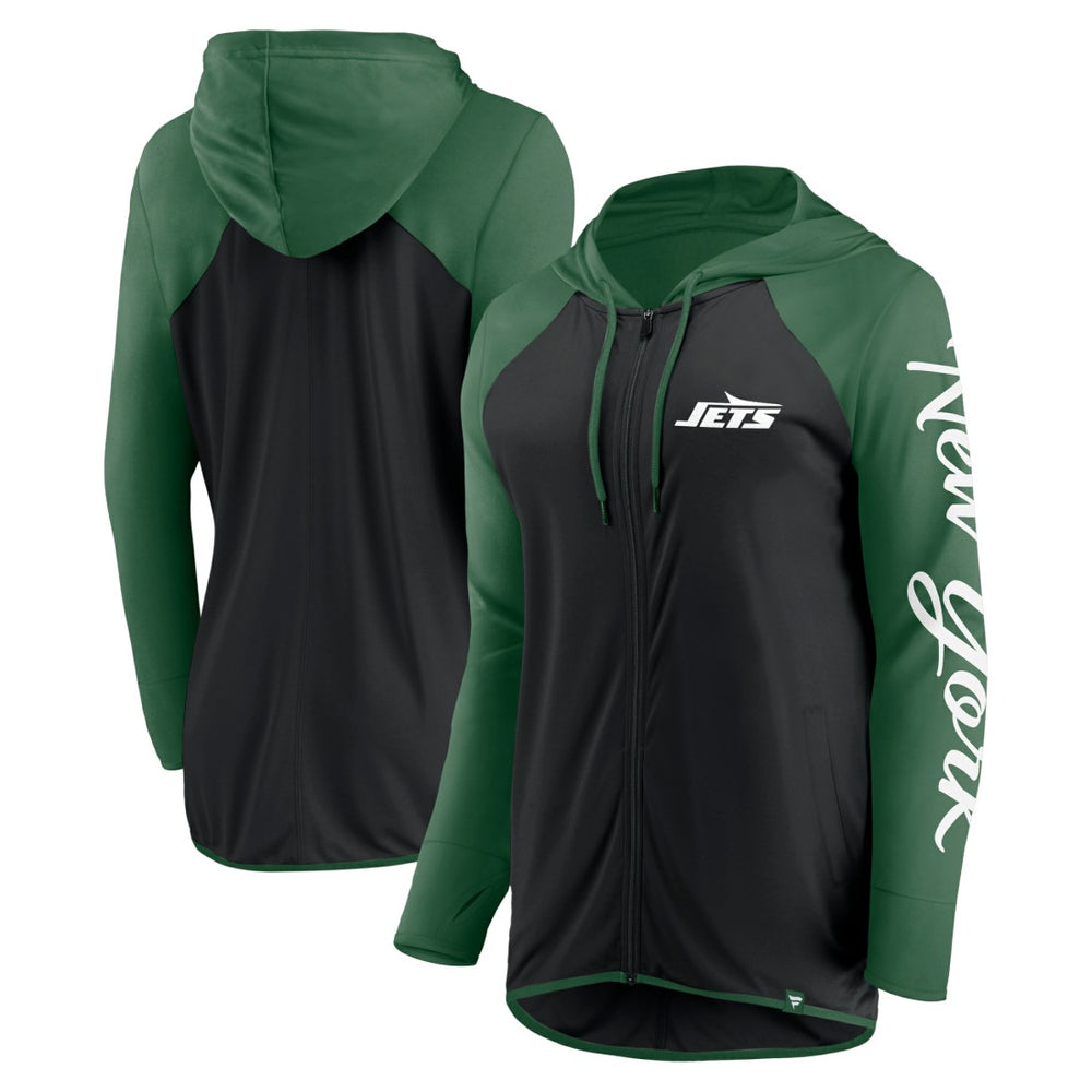 New York Jets Women's Script Full-Zip Hoodie Black/Green | Fanatics