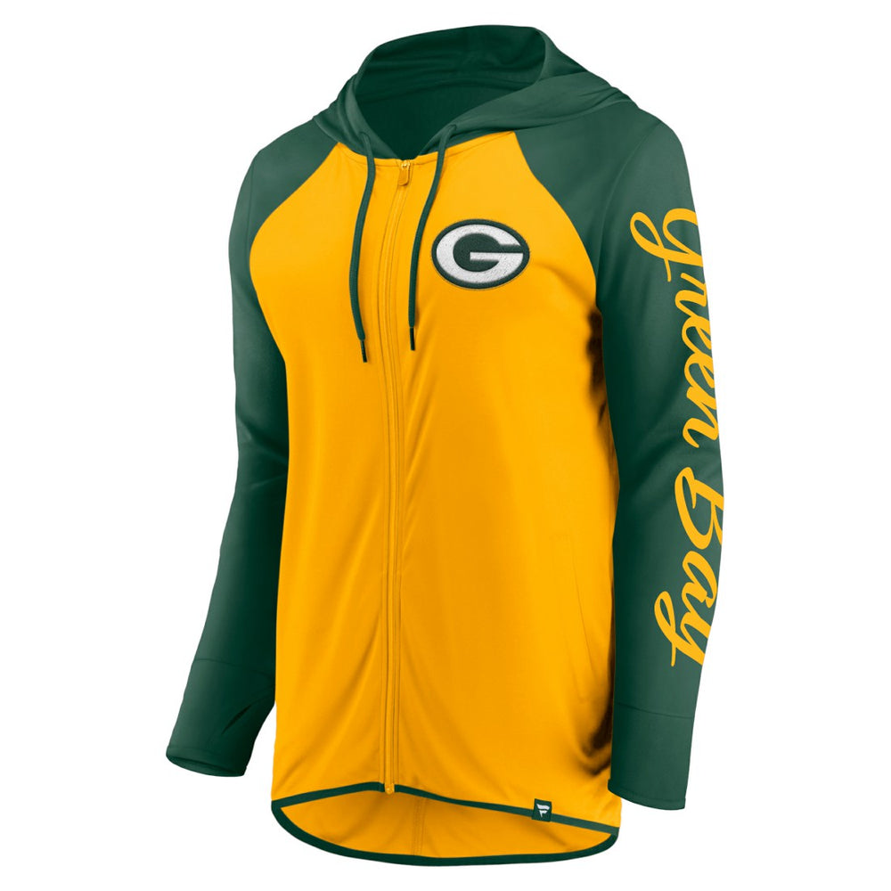 Green Bay Packers Women's Script Full-Zip Hoodie Gold/Green | Fanatics