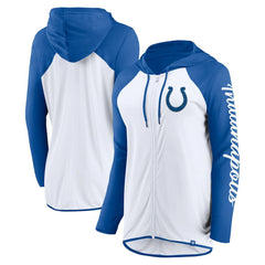 Indianapolis Colts Women's Script Full-Zip Hoodie White/Royal | Fanatics