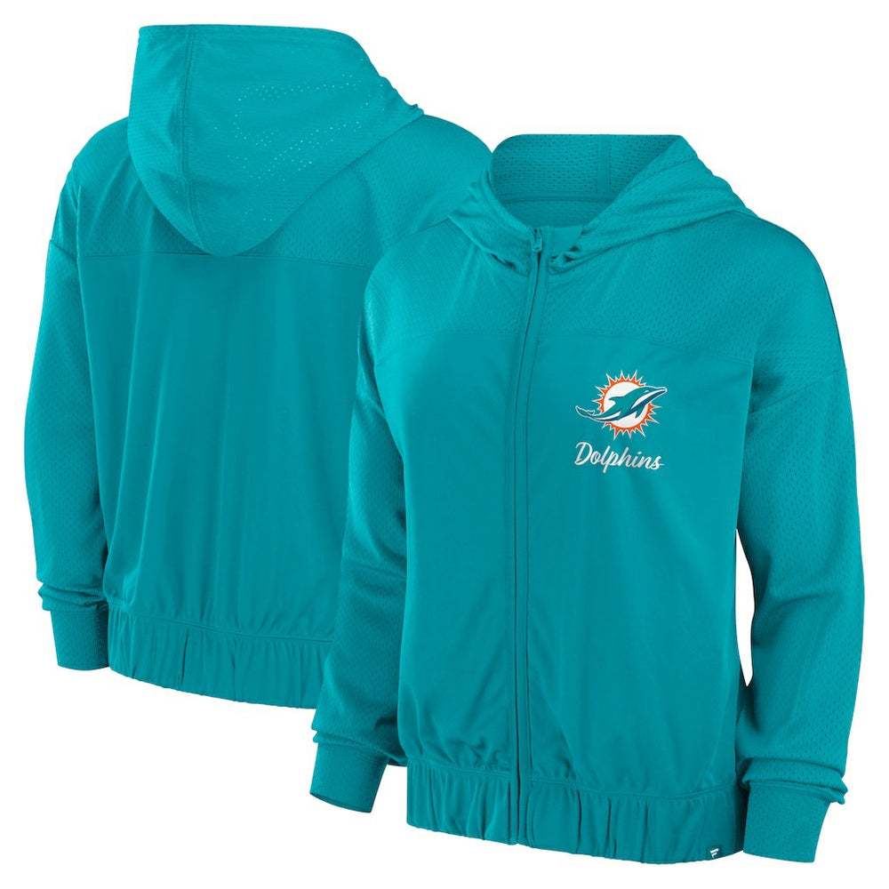Miami Dolphins Women's Script Lock Full-Zip Hoodie Aqua | Fanatics