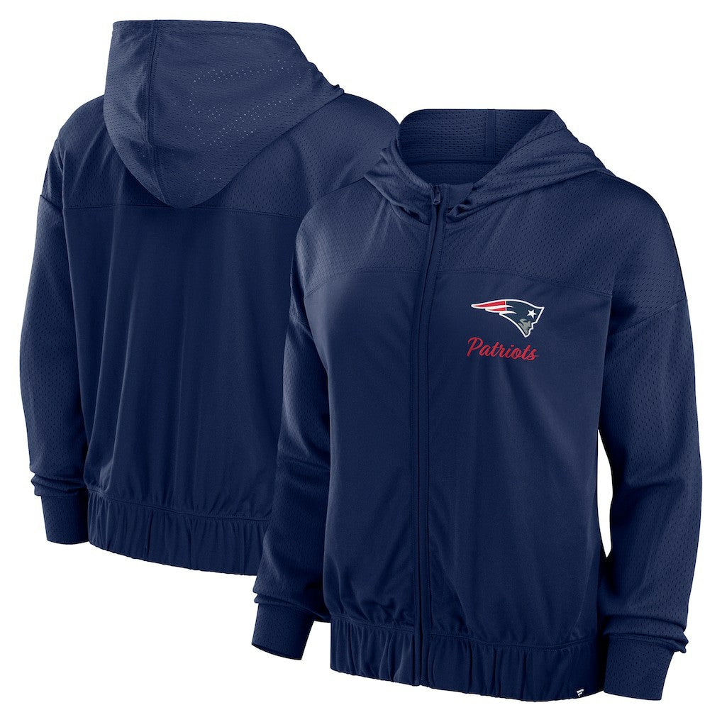 New England Patriots Women's Script Lock Full-Zip Hoodie Navy | Fanatics