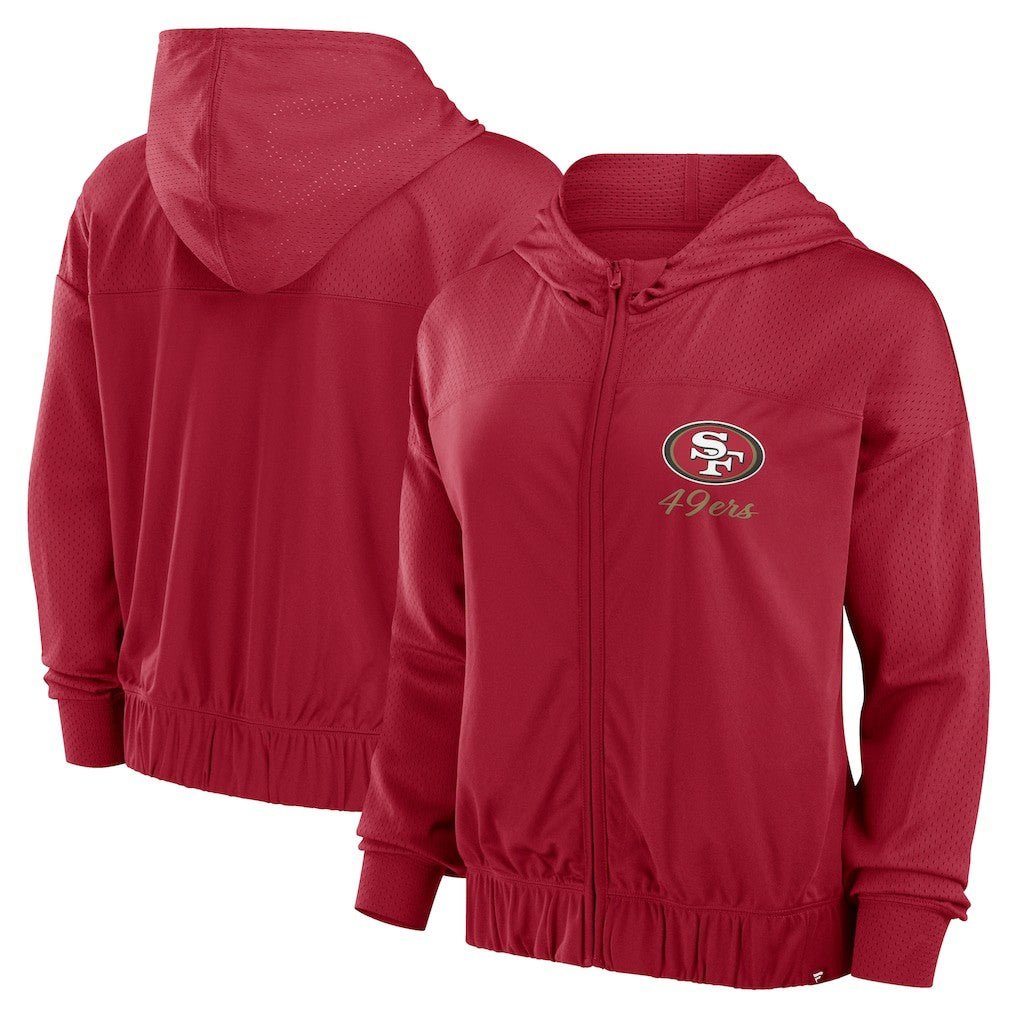San Francisco 49ers Women's Script Lock Full-Zip Hoodie Scarlet | Fanatics