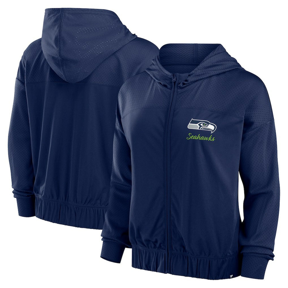 Seattle Seahawks Women's Script Lock Full-Zip Hoodie College Navy | Fanatics