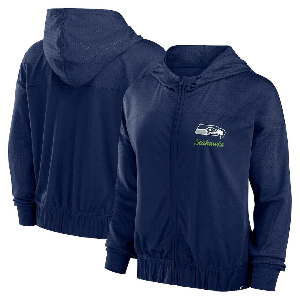 Seattle Seahawks Women's Script Lock Full-Zip Hoodie College Navy | Fanatics