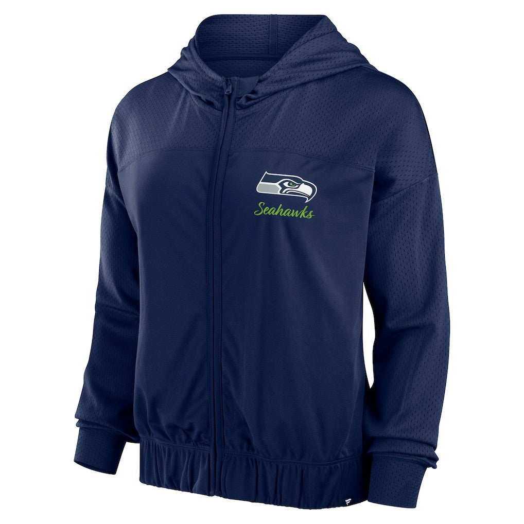 Seattle Seahawks Women's Script Lock Full-Zip Hoodie College Navy | Fanatics